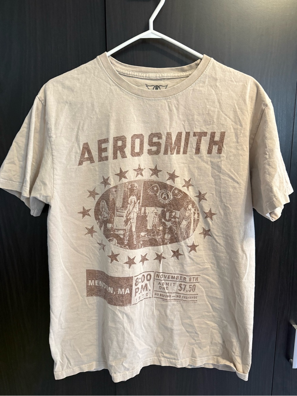 Aerosmith Beige Graphic Short Sleeve Tee